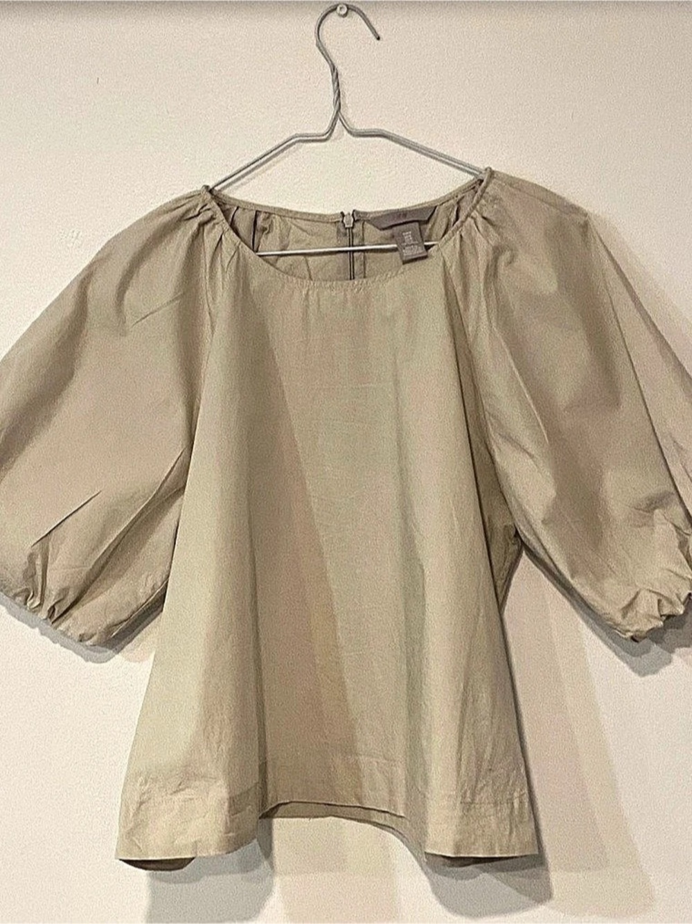 H&M Puff-Sleeved Peasant Beige Blouse